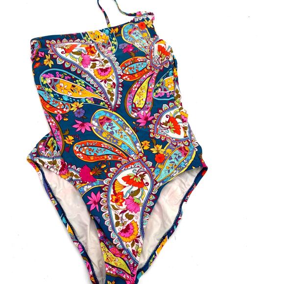 Trina Turk Nomad Paisley One Shoulder One Piece Swimsuit Size 12 - Picture 1 of 7